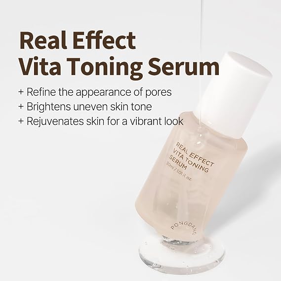 PONGDANG Real Effect Vita Toning Serum (1.01fl.oz) | Brightening Uneven Skin Tone, Refined Pores | Daily Blackheads, Pore Care with White Truffle & Niacinamide | Korean Skin Care