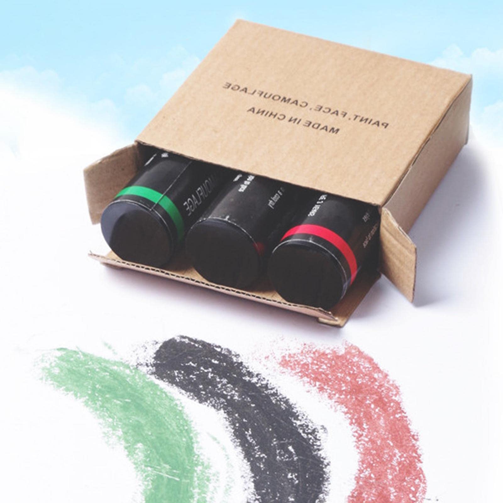 CLUB BOLLYWOOD 3 Pieces 3 Colors Camo Face Paint Stick Camping Paint for Stage Performance | Camouflage Materials |