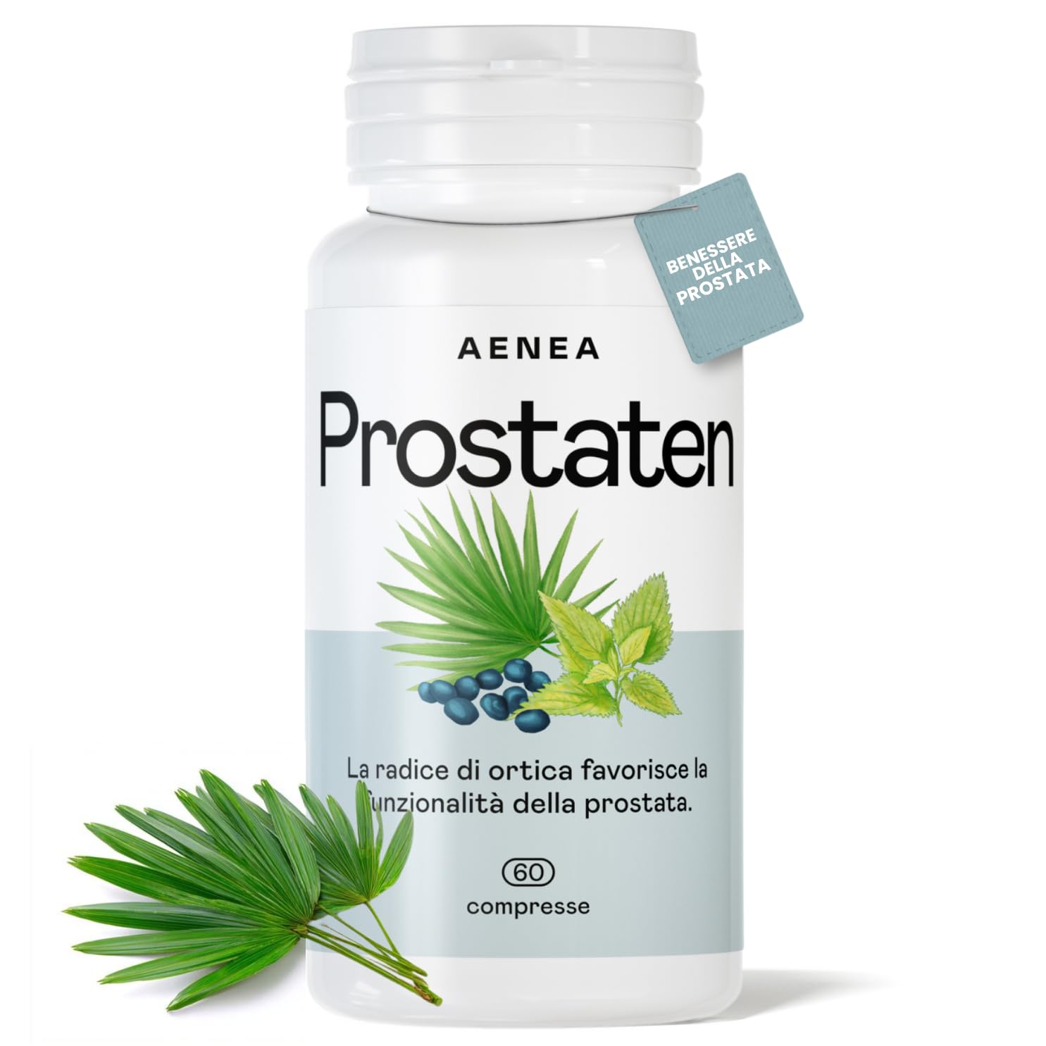 Prostaten Prostata Integratore Uomo 60cps - 640mg con Serenoa Repens Prostata e Ortica, Alto Dosaggio per il Benessere delle Vie Urinarie, Formula Naturale con Saw Palmetto