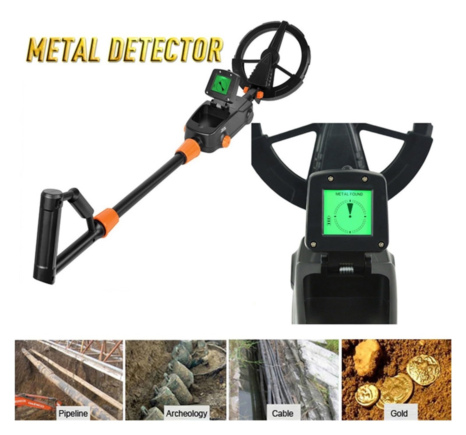 Détecteur de métaux, Détecteur de métaux Souterrain MD1008A avec détection Chasseur trésors détecteur d'or Bobine Recherche étanche