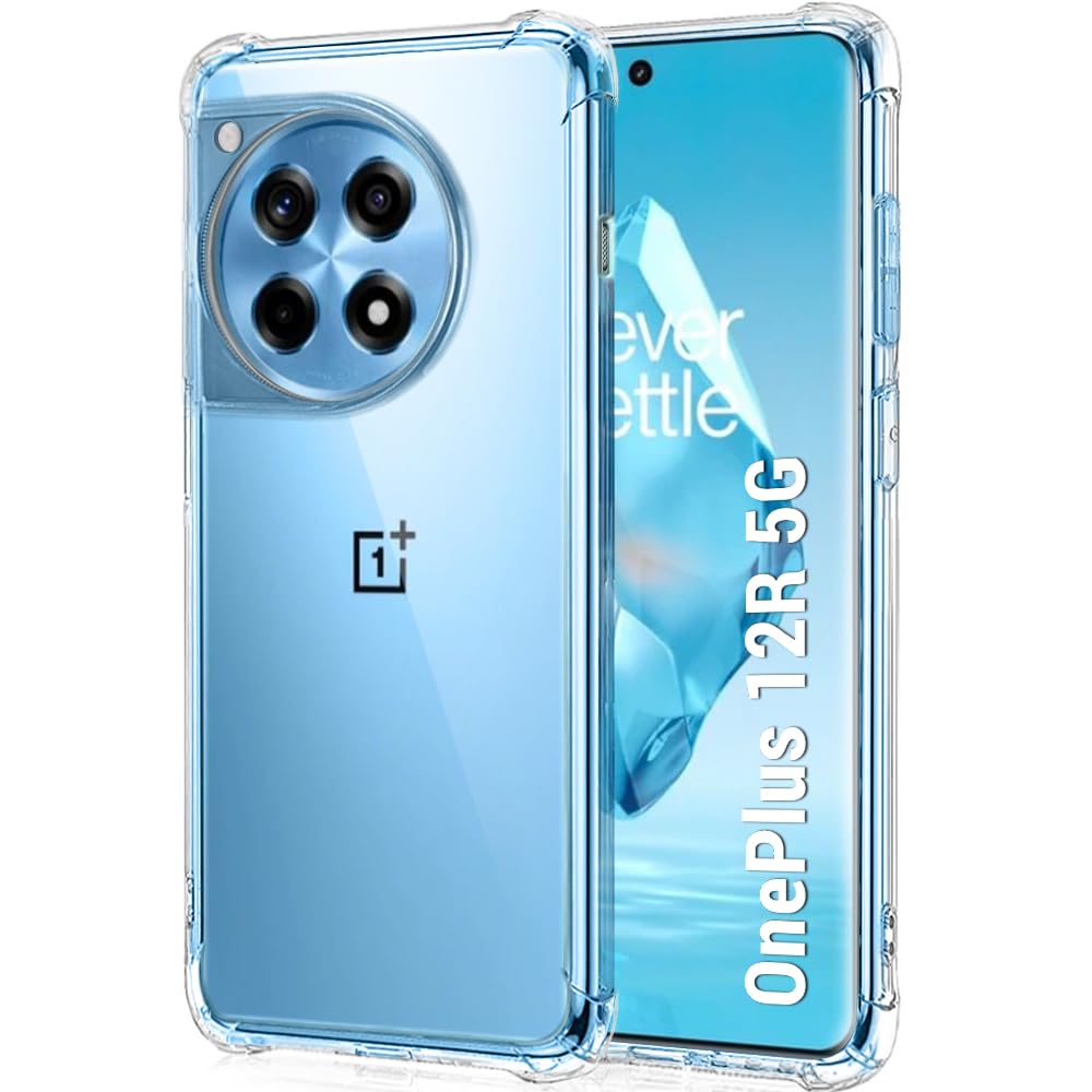 TheGiftKart Crystal Clear Back Cover Case for OnePlus 12R 5G | Raised Bumps for Camera & Screen Protection | Ultra Clear Soft Silicone Back Cover Case for OnePlus 12R 5G (TPU, Transparent)
