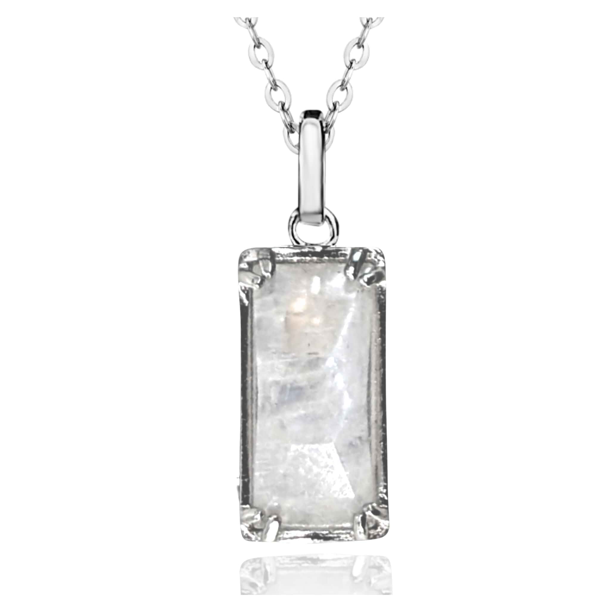 Genuine Rainbow Moonstone Necklace for Women | 925 Sterling Silver, Healing Crystal Jewelry | June Birthstone Necklace Adjustable 16”-18” Cable Chain Moonstone Pendant | Spiritual New Beginnings Gift for Women