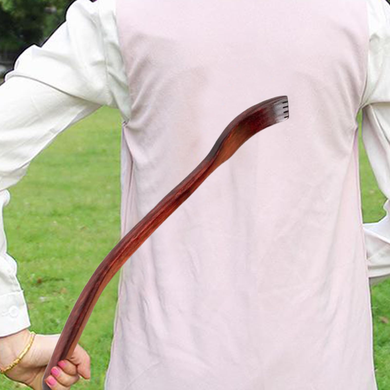 Wooden Back Scratcher - Long Handle Ergonomic Beech Wood Massager Tool | Extended Curved Handle for Easter, Young Husband, Father, Dad, Elderly, Women, Relaxation, Home, Spa Use