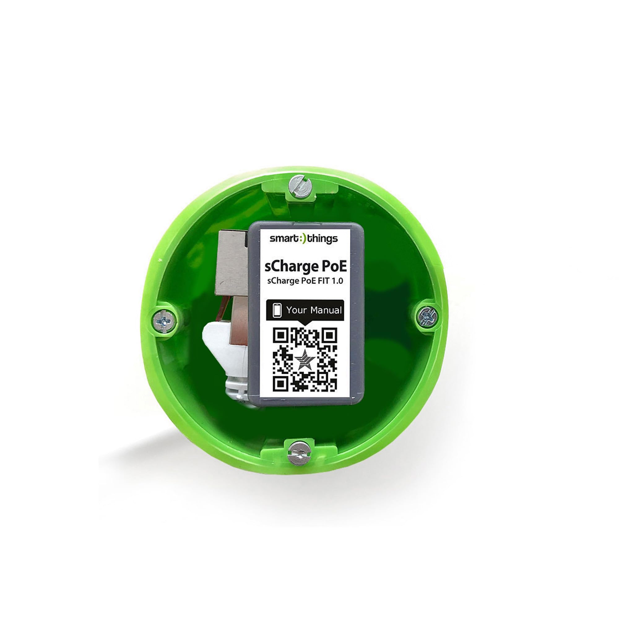 smart things sCharge s28 C USB-C PoE Adaptador PoE Injector USB-C para instalación en enchufes empotrados para alimentación y transferencia de datos, IEEE 802.3af/at/(PSE)