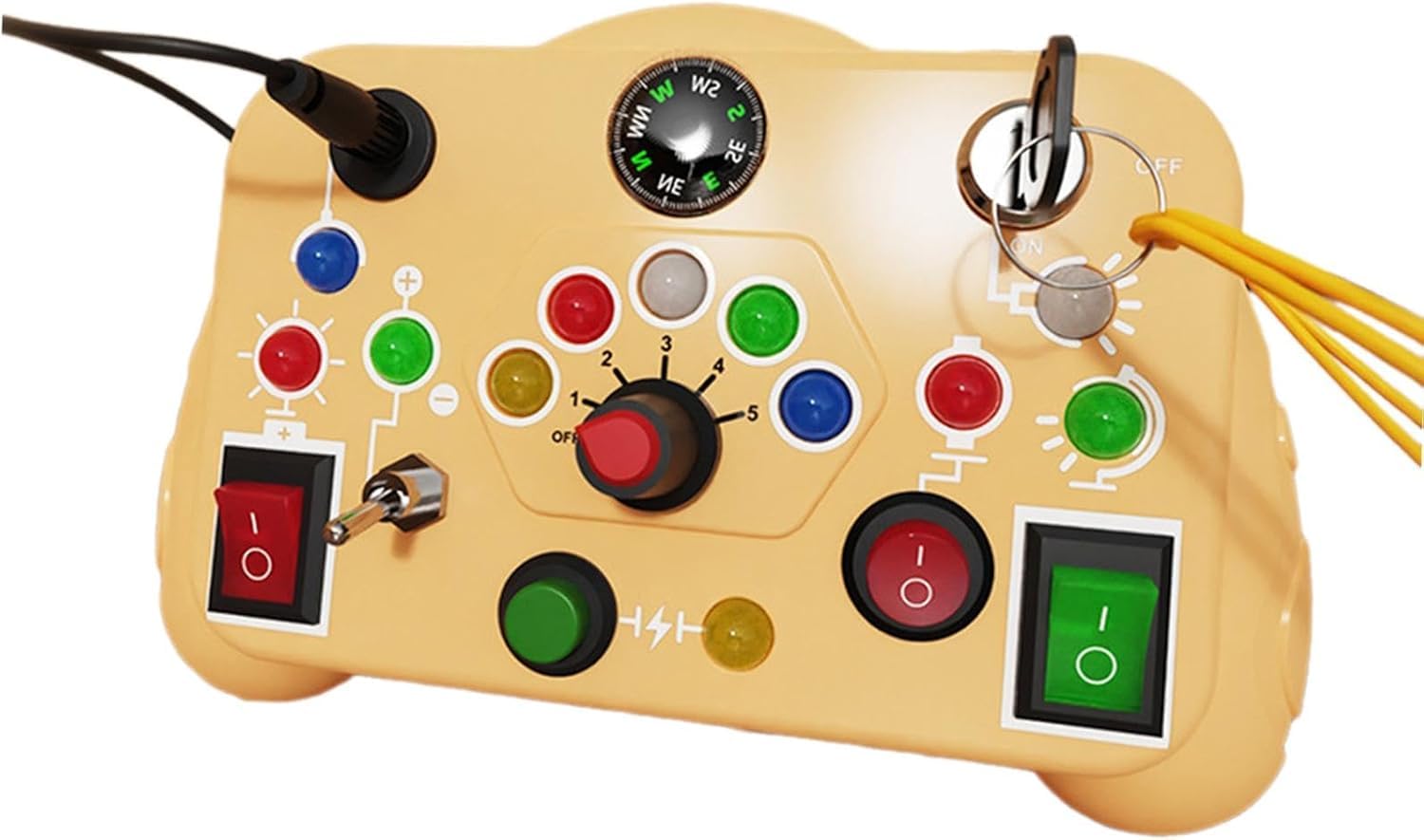 SHINETOY Busy Board, Montessori Toys, LED Busy Board for Toddlers, Light up Sensory Toys with 8 Switches and 12 LED Lights, Gifts Toy for Babies Boys and Girls, Yellow-image-16