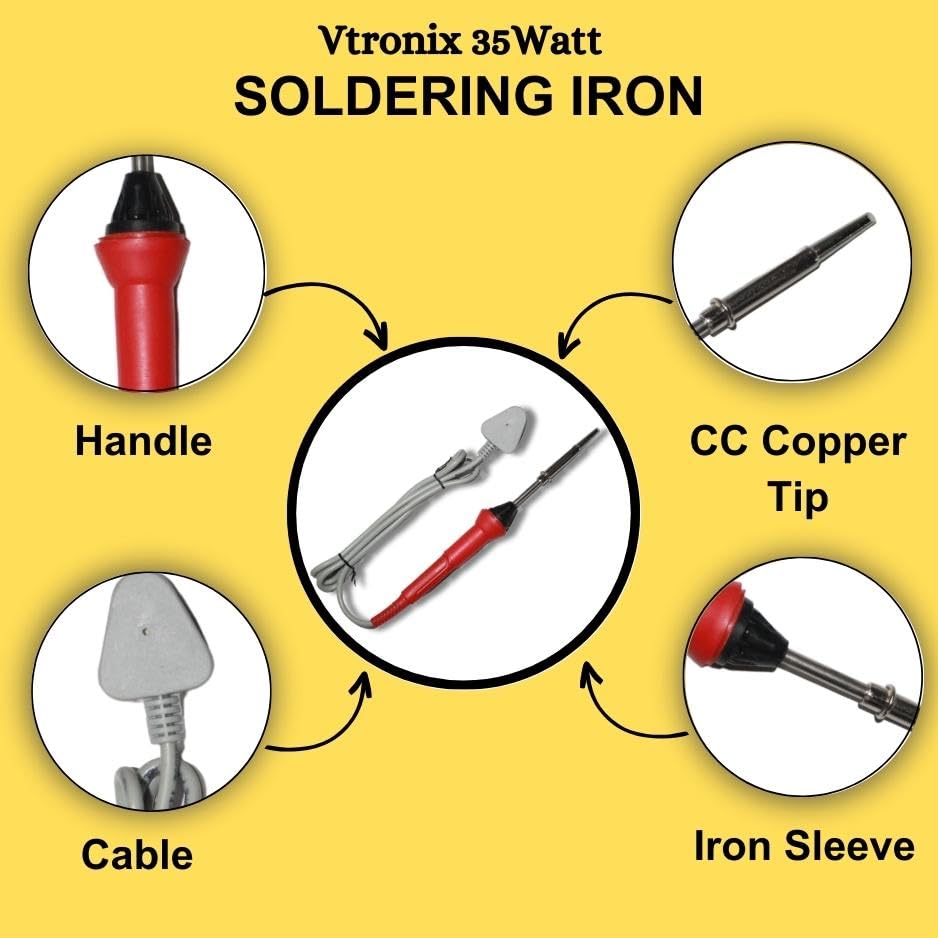 Image of Vtronix 35Watt Round Soldering Iron for Precision Electronics Work | Soldering Machine for Home, Industrial & Electronics Workshop Reparing with Fast Heating & Heat Resistant Handle (35W Round)