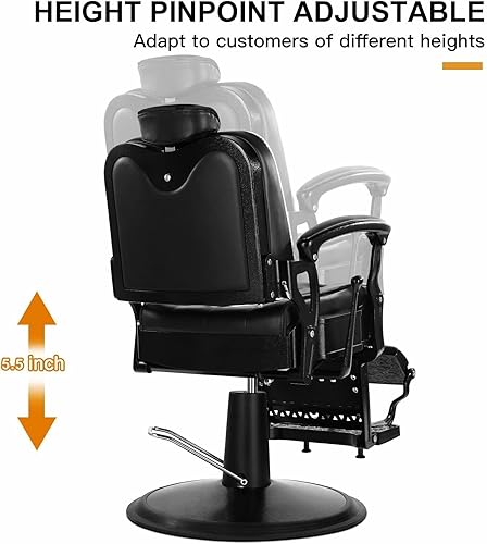 Miniatura 6 de Artist hand Barber Chair All Purpose Hydraulic Recline Salon Chair Beauty Spa Vintage Barber Chair Heavy Duty Chair(Black) Oro,Marco láser,Negro