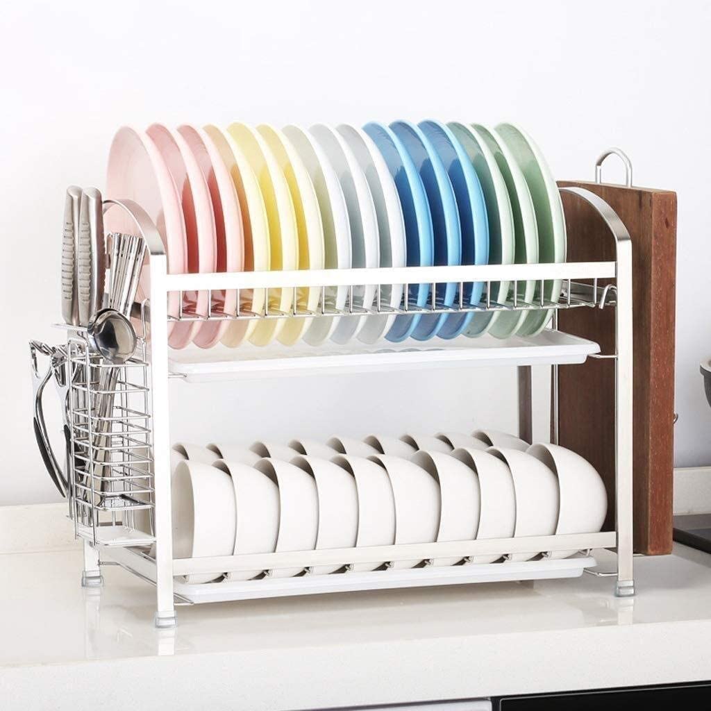 CZYWKDDPP Dish Drainer, Rack Kitchen Storage Draining Drainer Stainless Steel Sink Drain Bowl