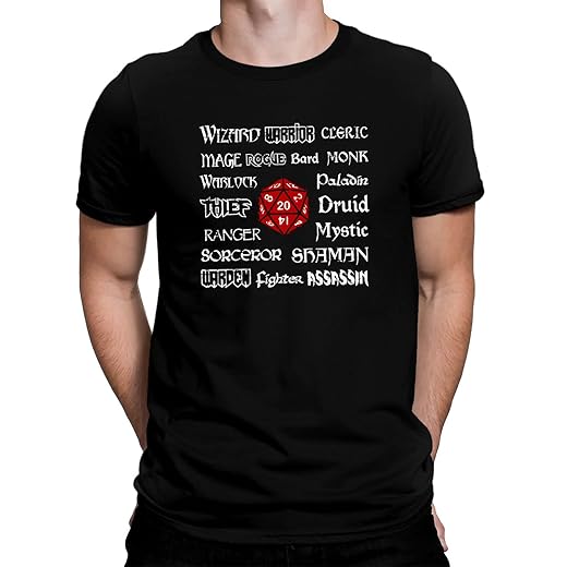 Camiseta RPG Classes dos Personagens E D20 Geek