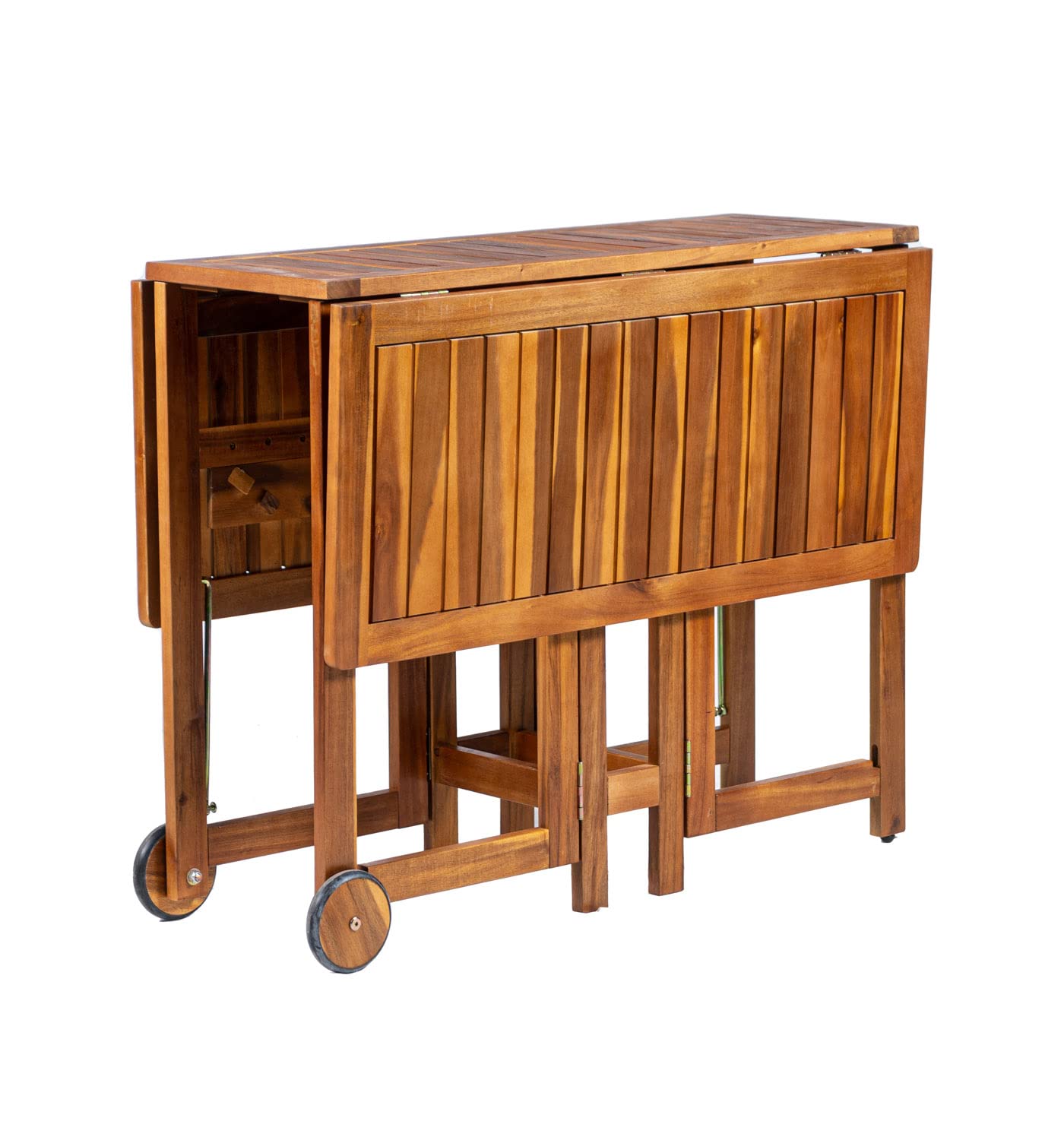 Set da giardino in legno di acacia con 4 sedie pieghevoli e un tavolo