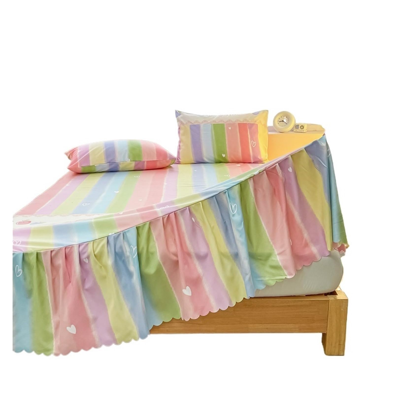 Bed Skirt Bed Skirt Cartoon Style Cover Elastic Bedspread With Ruffled Покривало Adults Linen (No Pillowcase)(Color 2,180x200cm 1pc)