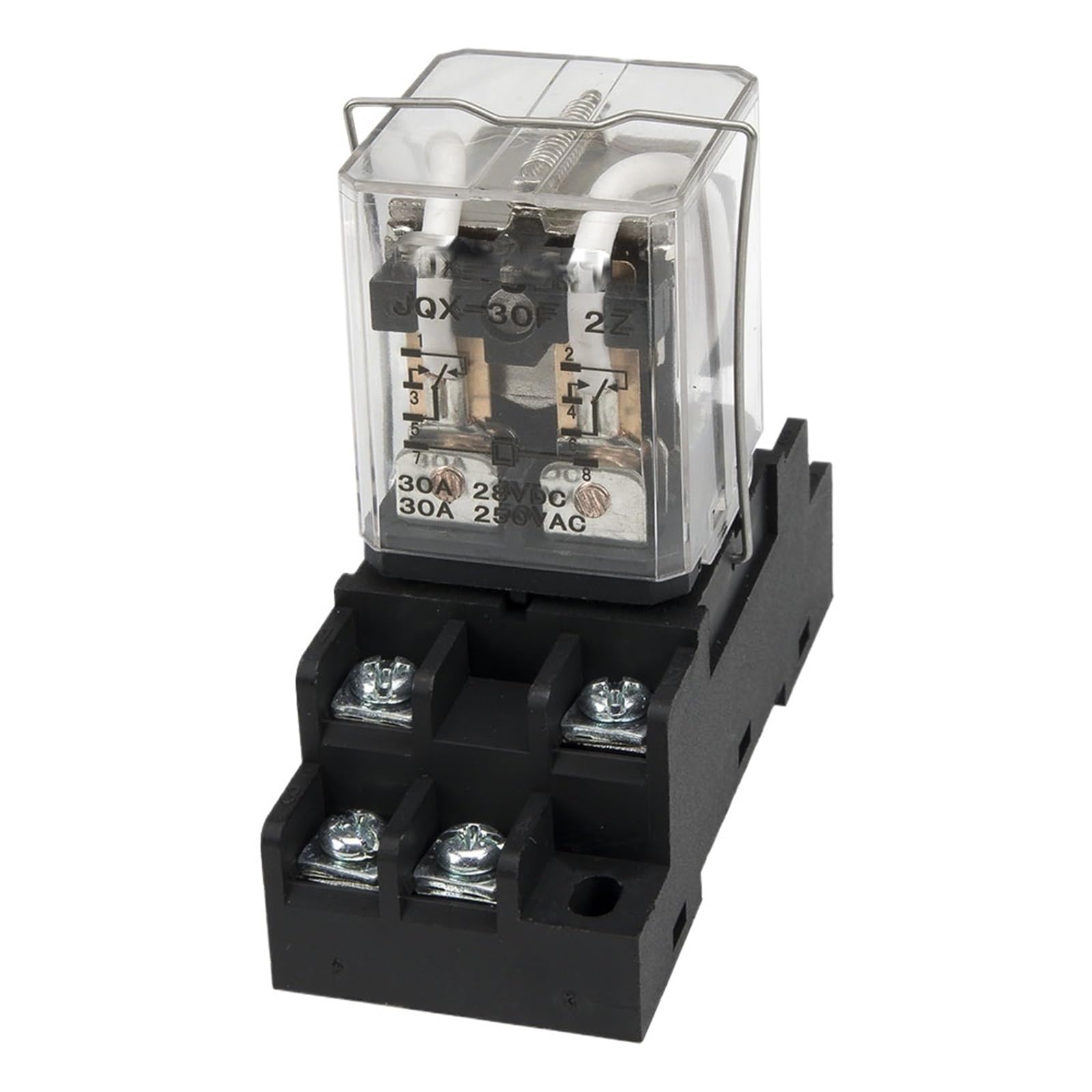 Relé electromagnético JQX-30F 30A con base de zócalo, relé de alta potencia JQX-30F-2Z CA 220 V 110 V 24 V 12 V(24VDC)
