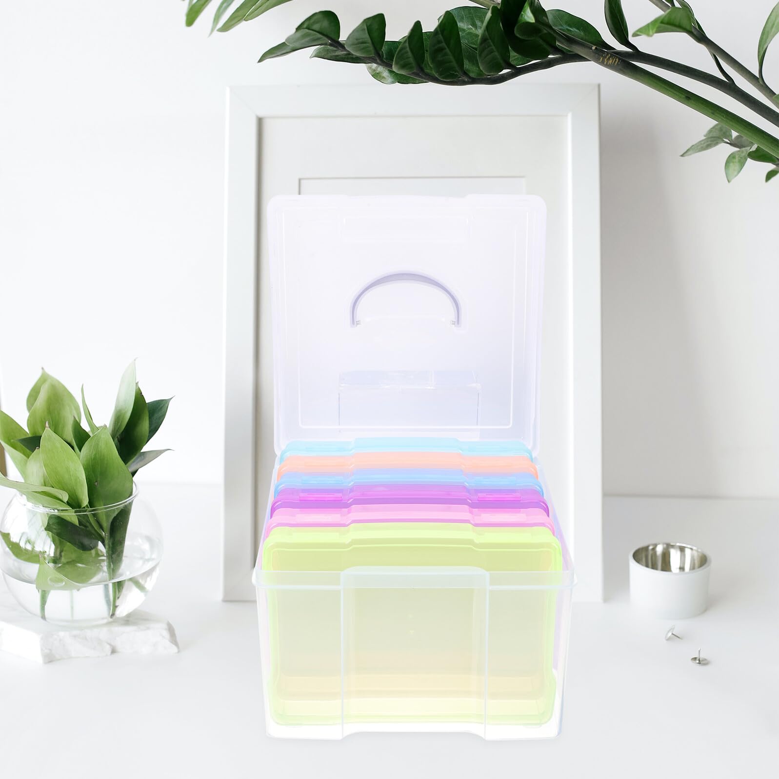 Fotobox für Aufbewahrung von Fotos Postkarten und Kleinteilen Tragbarer Fotoorganizer mit Glatter Oberfläche und Abgerundeten Kanten