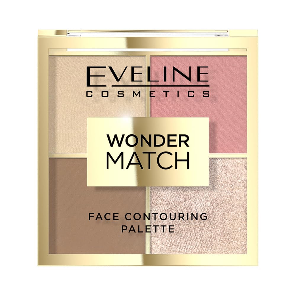 Eveline Cosmetics Wonder Match 4-in-1 Face Contouring Palette, Bronzer, Blush, Highlighter, and Finishing Powder