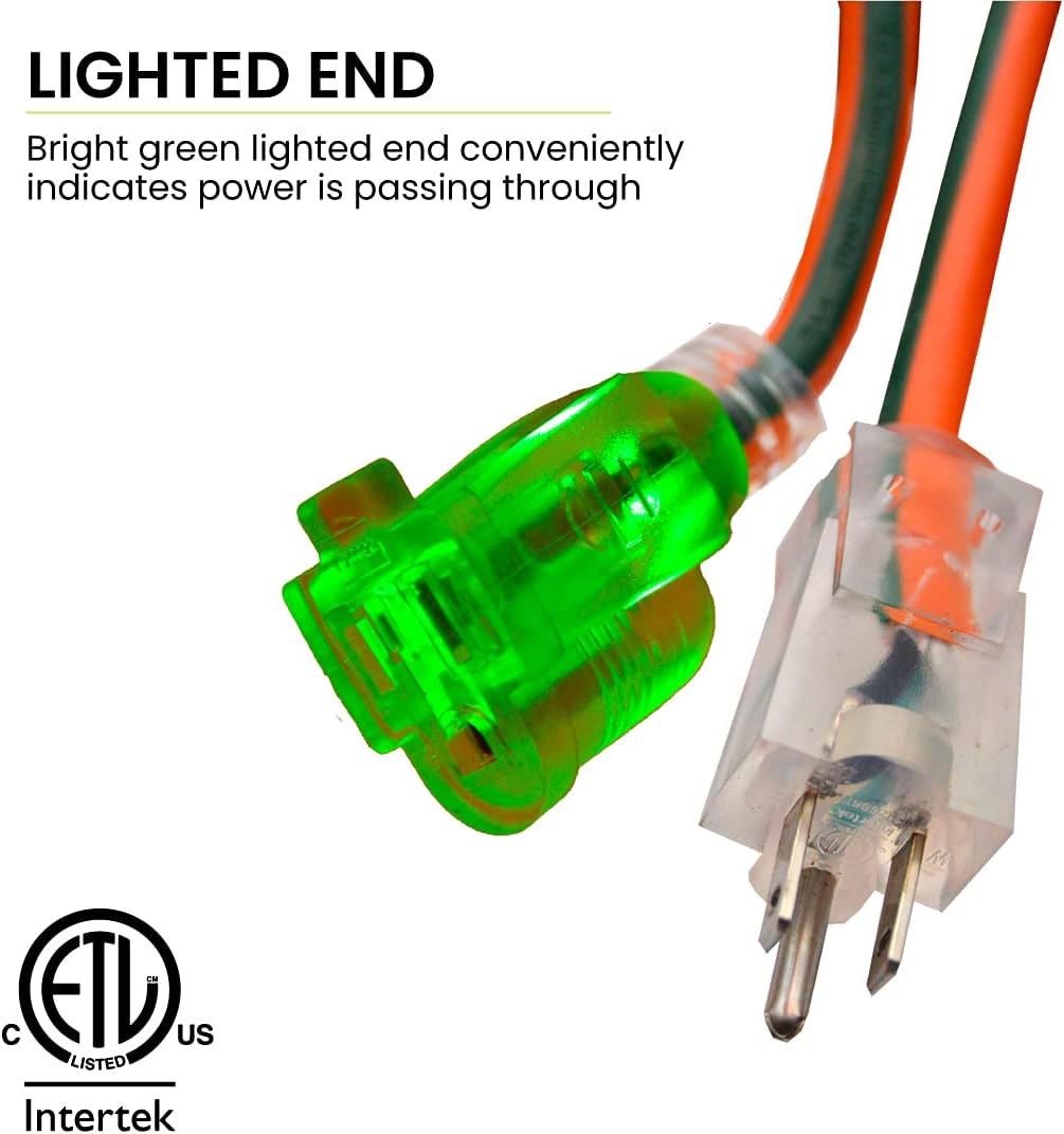 Go Green Power GG-13800-2 Outdoor Extension Cord, Pack of 2, Orange