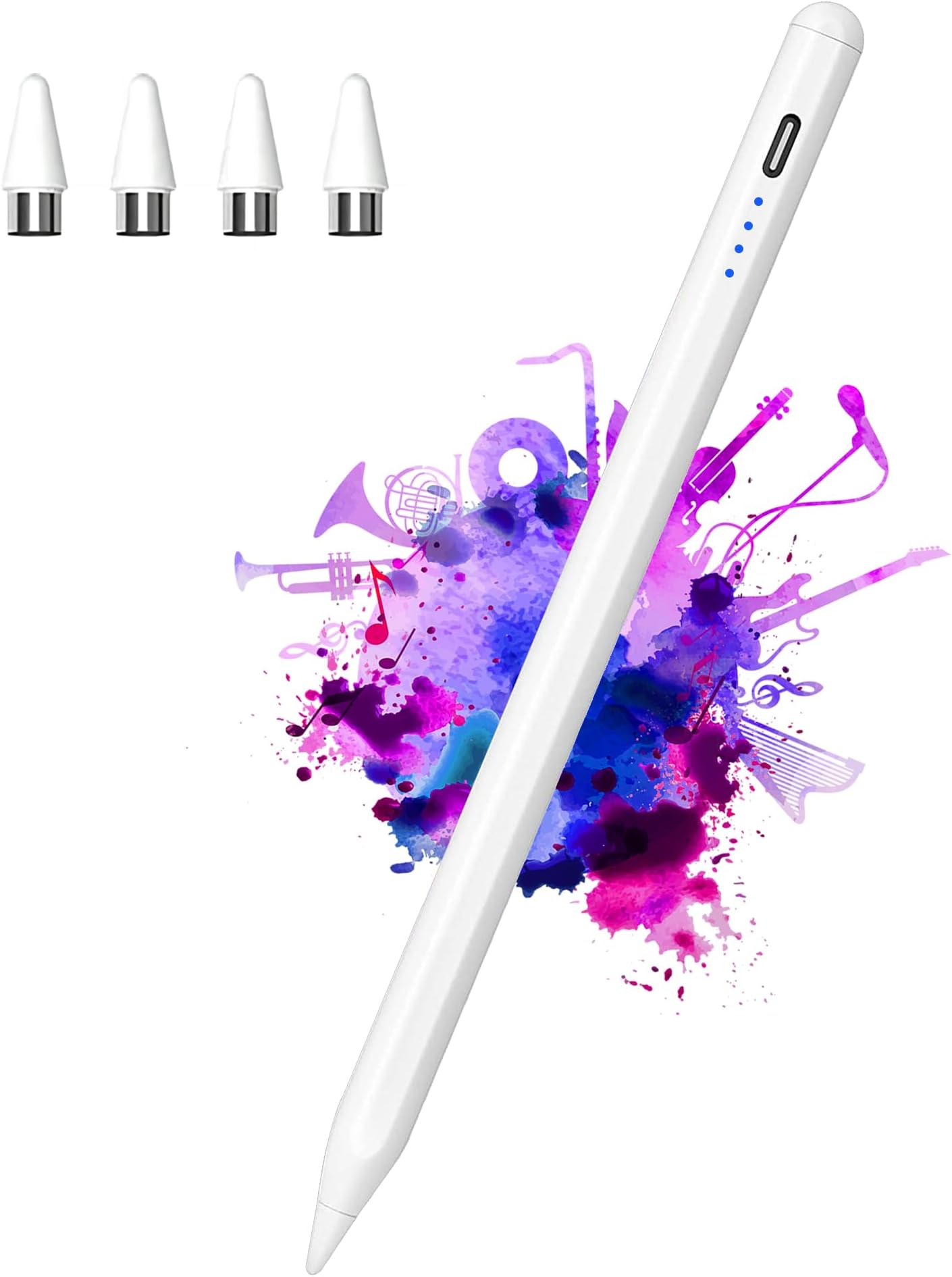 Stylus Pens for Touch Screens, DOGAIN Pencil for Android, Rechargeable Apple Stylus POM Tip Magnetic iPad Pencil for iPad/Pro/Air/Mini/iPhone/Samsung/iOS/Android and Other Touch Screen(White)
