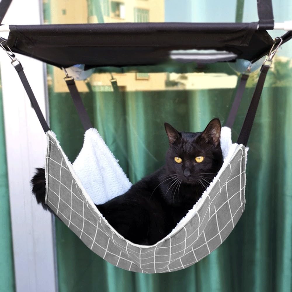 MiOYOOW Hamaca para gatos con correas ajustables, cama colgante columpio con ganchos, hamaca para pequeños animales de compañía para gatos pequeños y conejos