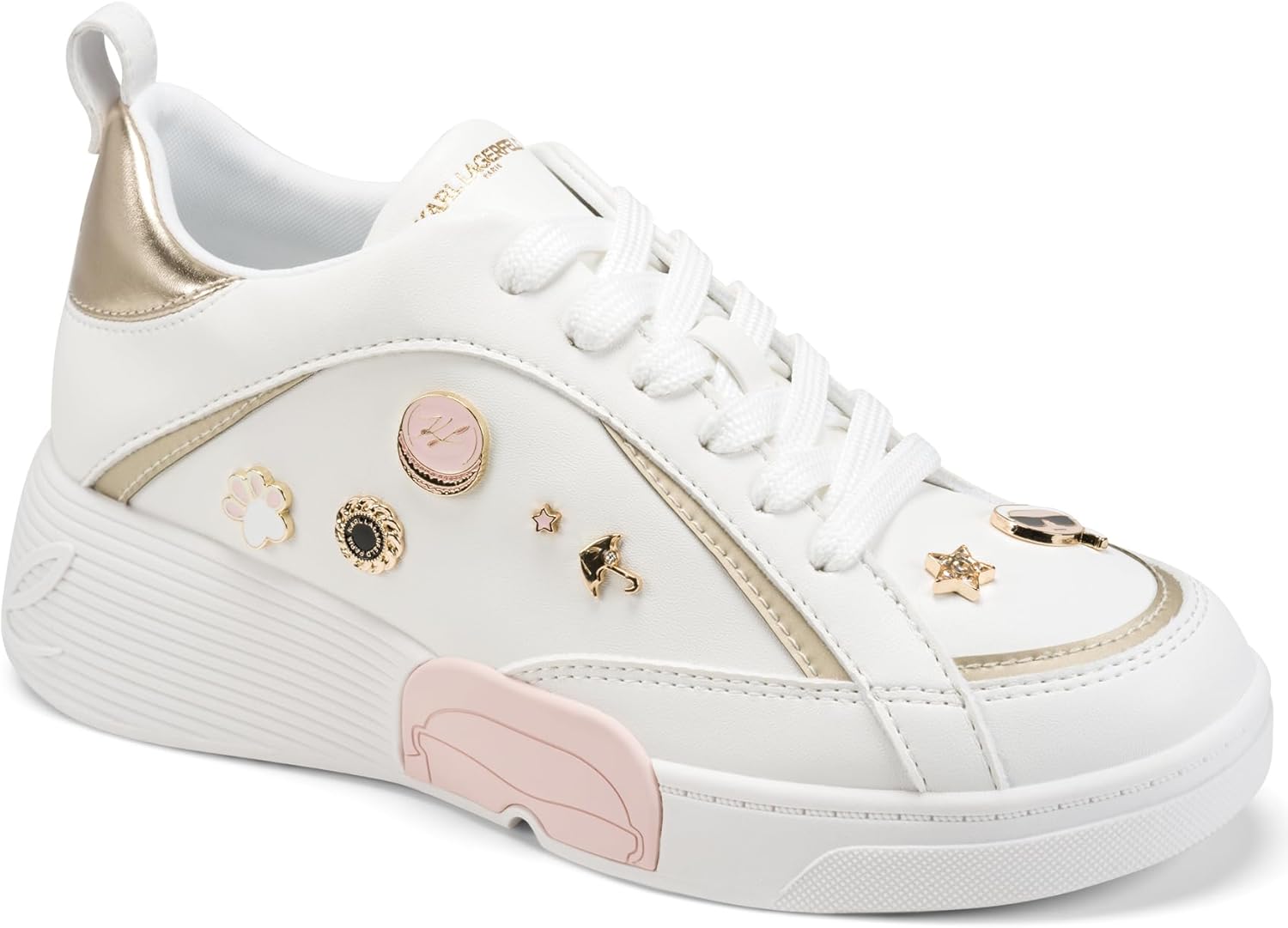 Karl Lagerfeld Women's Mineola Wedge Lace Up Sneaker with Pins