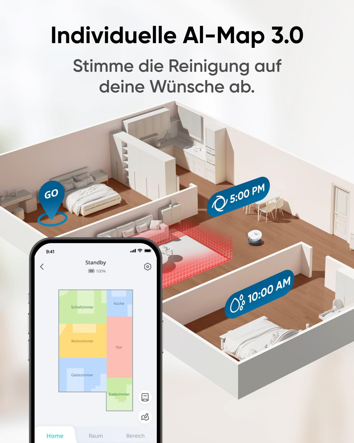 eufy X10 Pro Omni Saugroboter mit Wischfunktion & All-in-One-Station, 8.000Pa, Auto-Absaugen/Befüllen, 2× Auto-Lift-Mopp mit Waschen/Trocknen, Aktive Hindernisvermeidung (Generalüberholt)