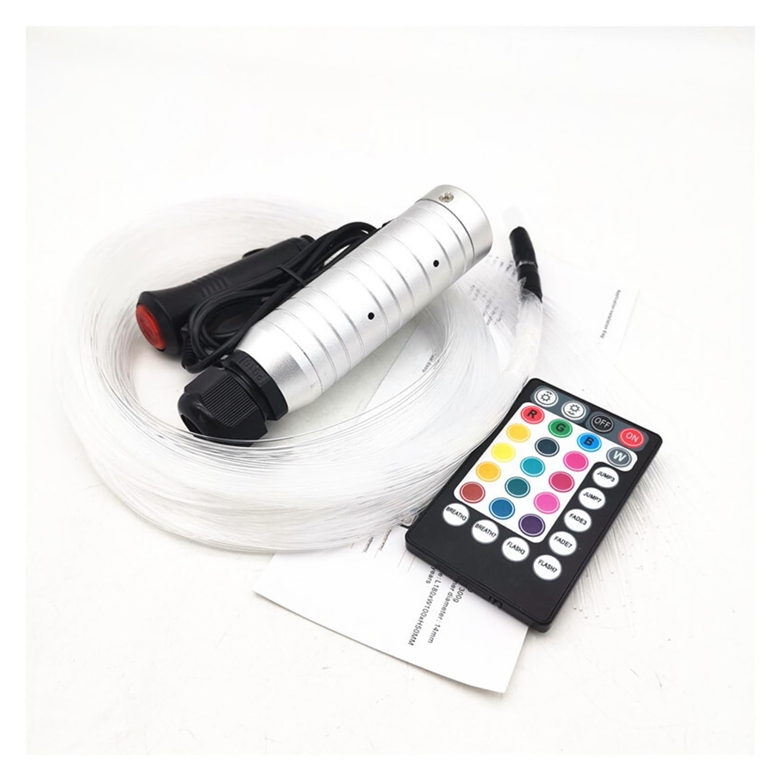 Kit de luz techo estrella fibra óptica DC12V 6W RGB, 100 Uds. * 2m 0,75mm motor dispositivo coche + 28 teclas,Durable