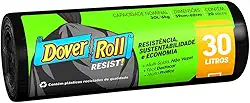 Dover-Roll Resist! 30L Preto, Rolo com 20 Sacos para Lixo