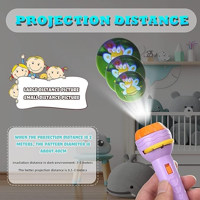 KANAKADHARA Unique Kids Projector Flashlight – 6 Slide Discs with 48 Colorful Images – Educational & Fun Night Light Torch for Boys & Girls – Interactive Storytelling Toy for Learning & Playtime 2