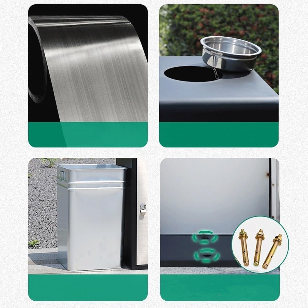 Grande contenitore per rifiuti Cestino gettacarte for interni/esterni Cestino gettacarte quadrato grande in metallo con apertura laterale, Cestino gettacarte commerciale moderno con posacenere Patio
