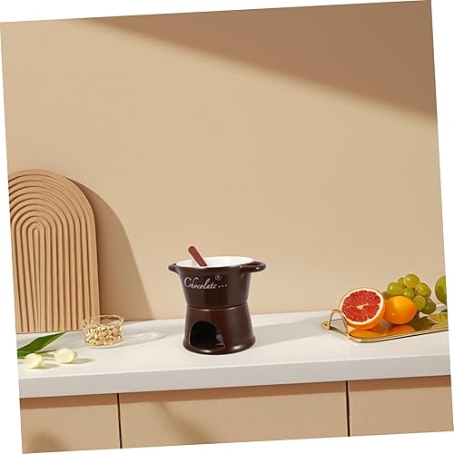 Miniatura 4 de Zerodeko Olla de cerámica para derretir chocolate, calentador de fondue versátil para mantequilla de queso y dulces para fiestas y reuniones, fácil