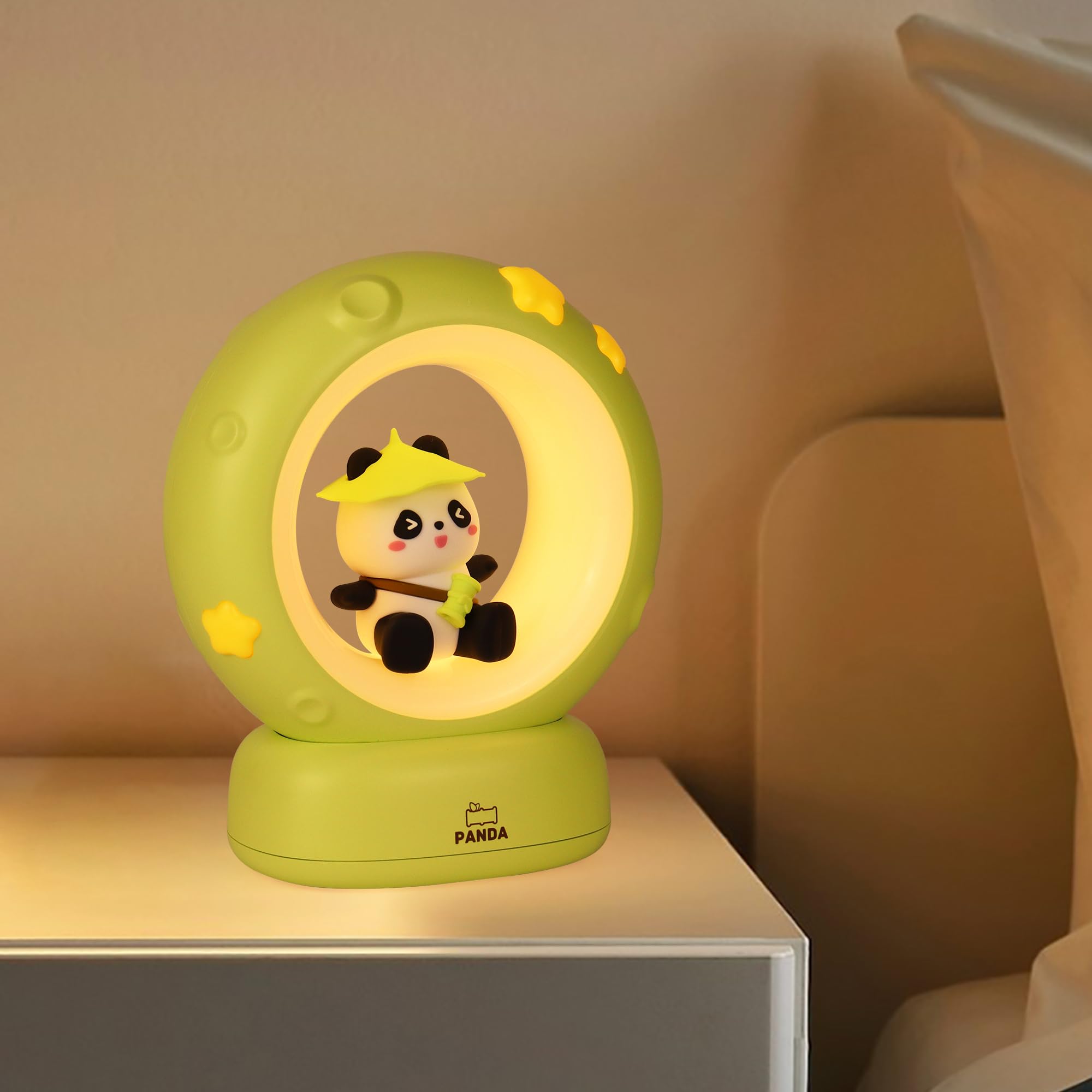 Annmore LED Nachtlicht für Kinder, USB-aufladbar, 3 Helligkeitsstufen, Touch-Steuerung, Niedliches Design, Warmweißes Licht (Hübscher Panda)