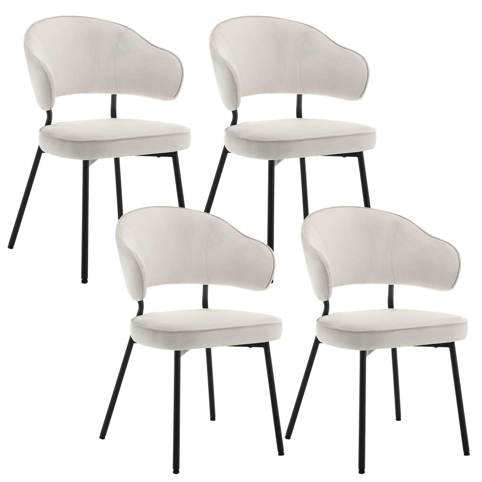 WOLTU 2er Set Esszimmerstühle, Küchenstuhl, Polsterstuhl, Loungesessel, Wohnzimmerstuhl, Design Stuhl, mit Rückenlehne Armlehnen Metallbeinen, gepolstert, Samt, #2631