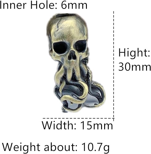 Miniatura 7 de TAOYATAO Retro latón cráneo pulpo EDC cuentas llavero DIY Paracord Beads
