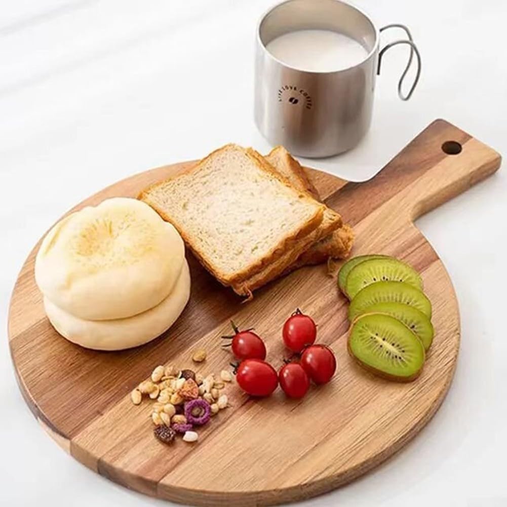 Cutting Board Pizza Tray, Multipurpose Acacia Wood Pizza Tray, 16 Inch Reversible Cutting Board With Hook For Pizza About 10 To 12 Inches, Can Hold Pizza, Crackers, Bread, Cheese, And Meats