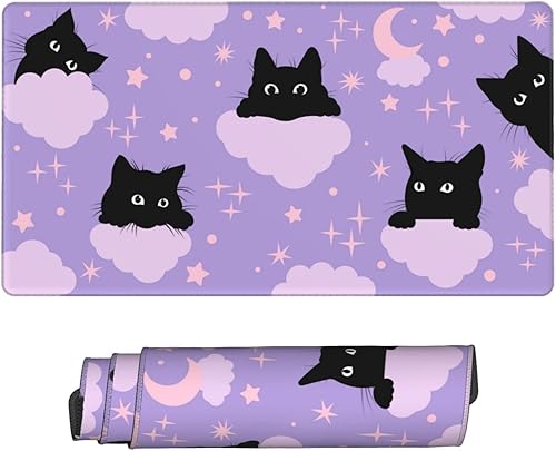 Alfombrilla de mouse larga y extendida XL con calavera gótica en blanco y negro, alfombrilla de escritorio grande con bordes cosidos, 29.5 x 15.8