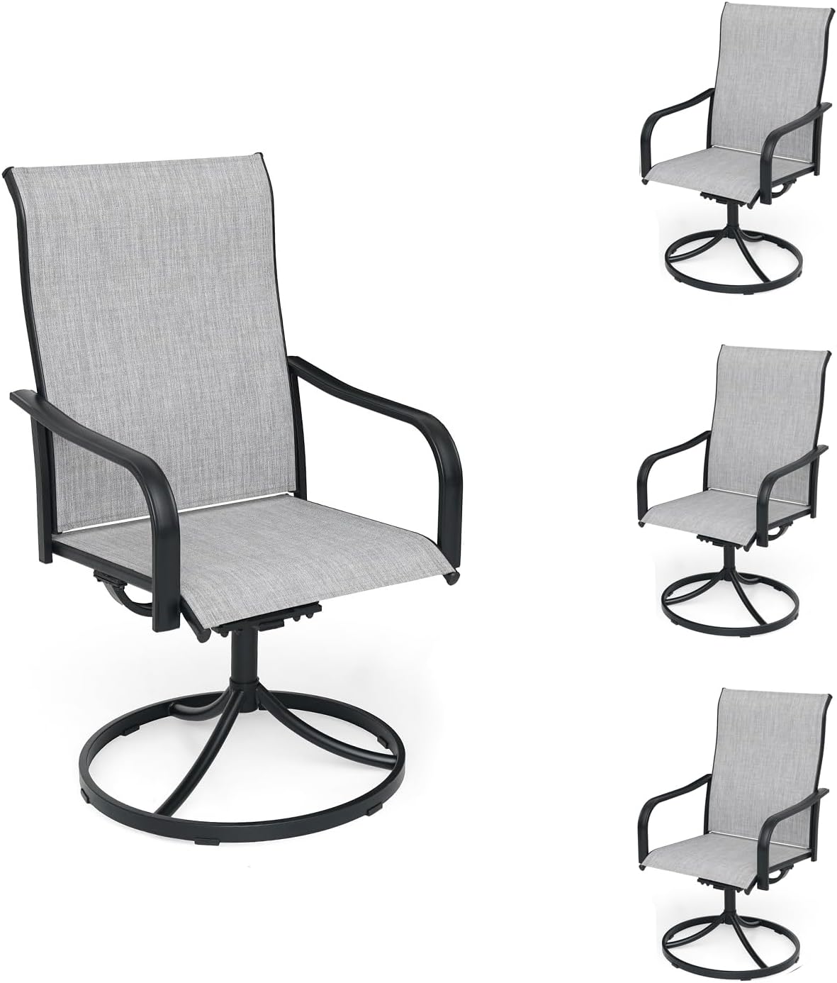 Anmutig Navy Blue Patio Swivel Chairs Set of 2 with Armrest Chair - Style2