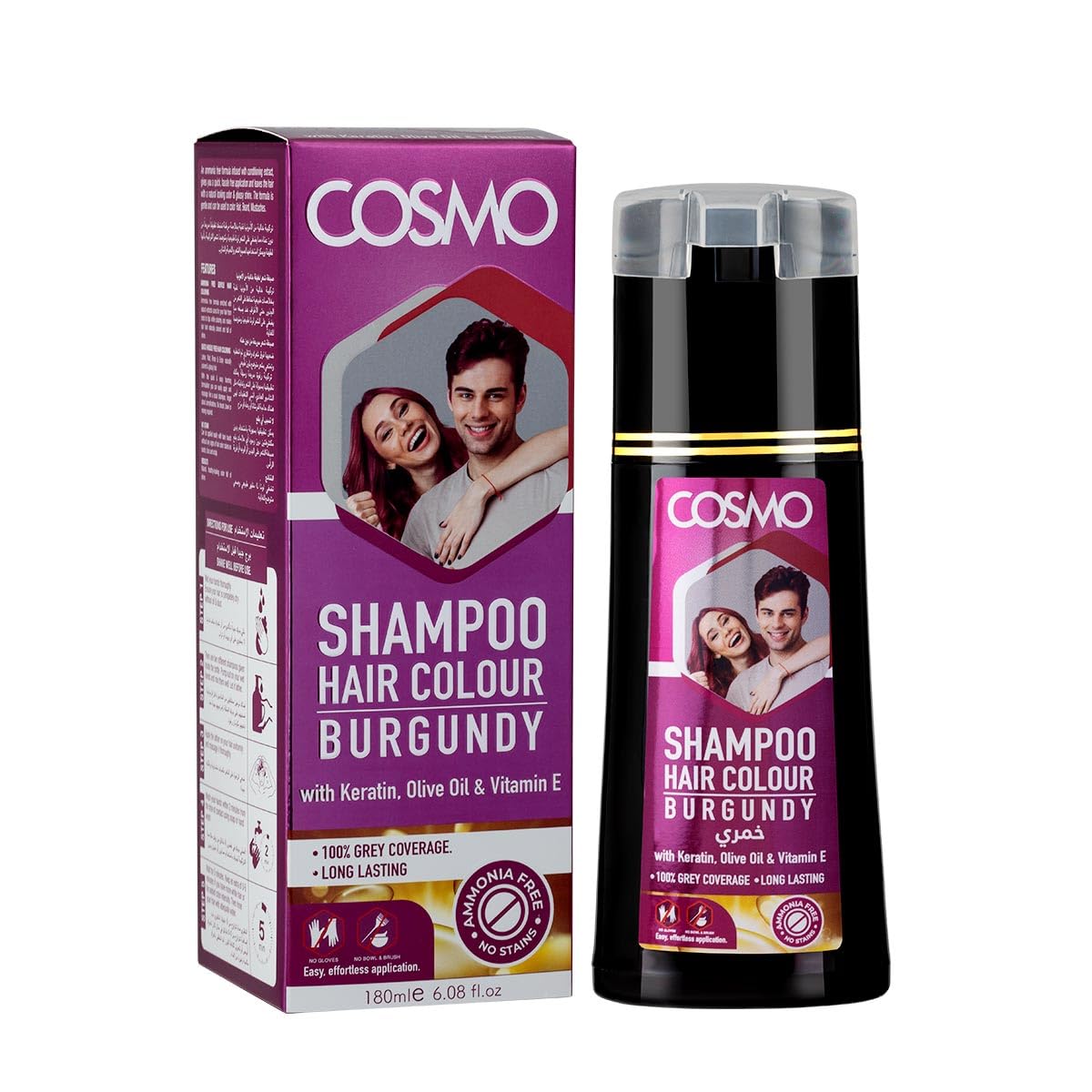 CD COSMO DESIGNS Hair Colour Shampoo Burgundy 180ml For Men and Women