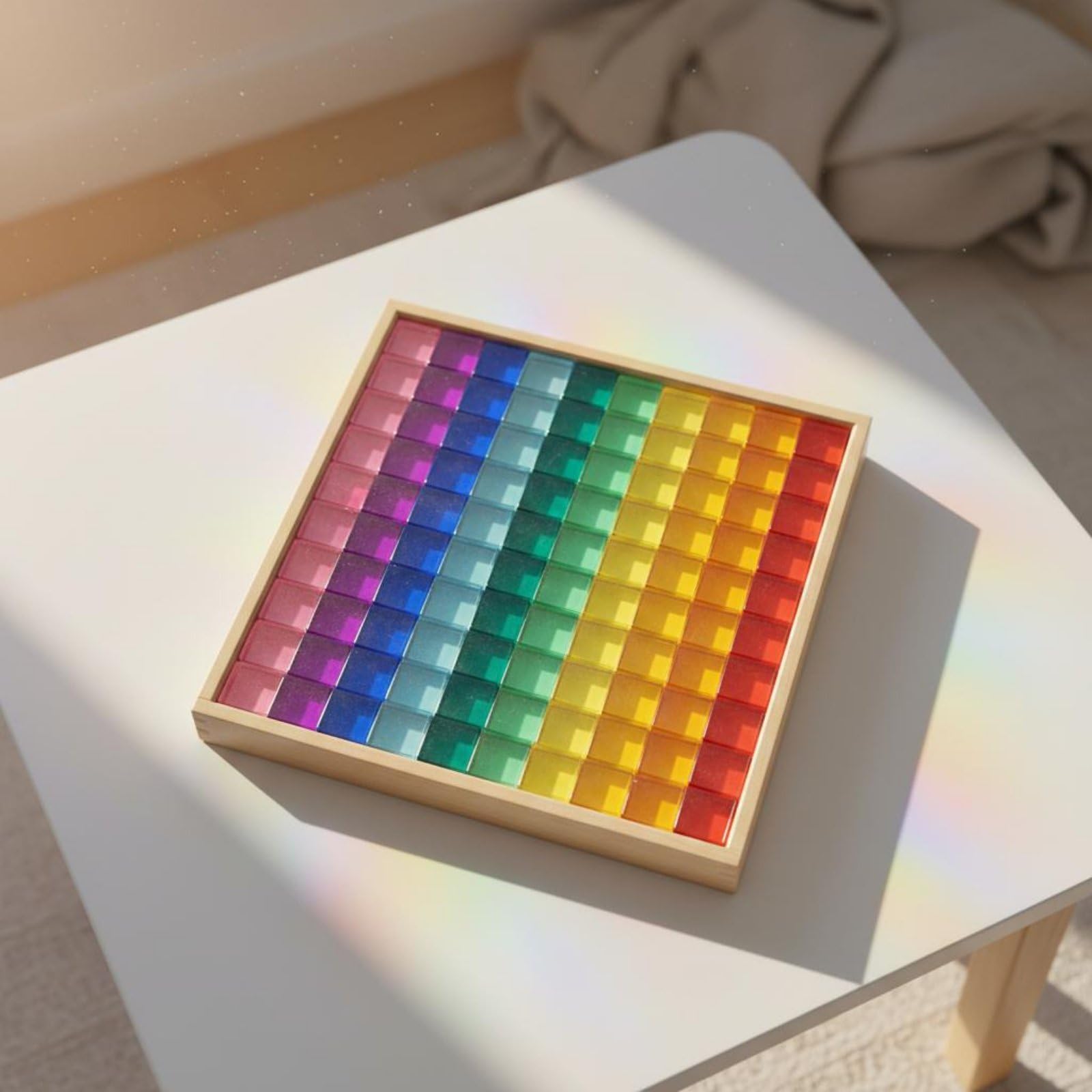 kowaku Acrylic Elementi Costruzione Blocchi Trasparenti Cubi Educativi Giocattolo Sensoriale Stimolazione Visiva Adatto a Bambini attività Didattica Casa, Macaron, Cubi 100PCS