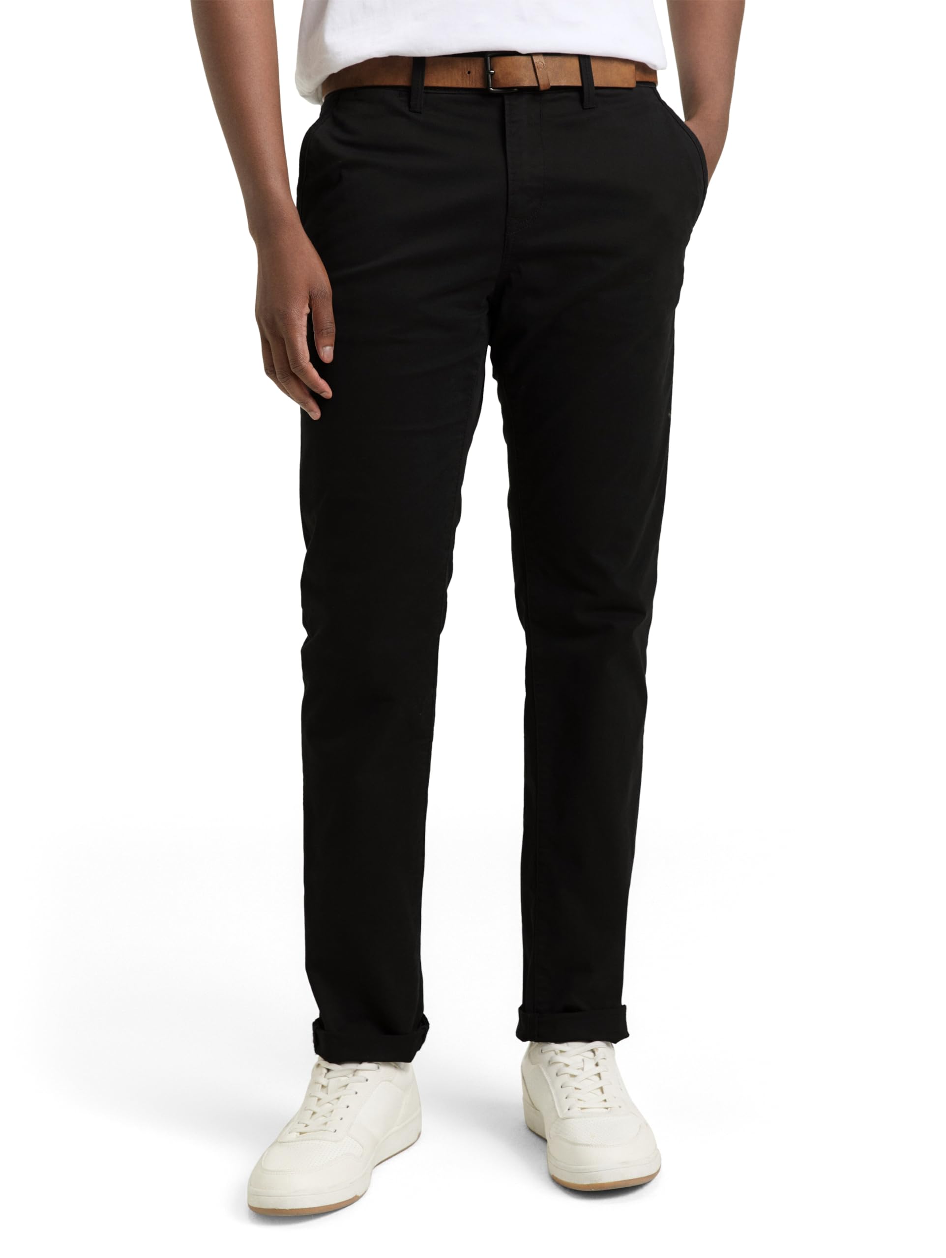 Men's Slim Fit Chino Trousers with Belt-image-5