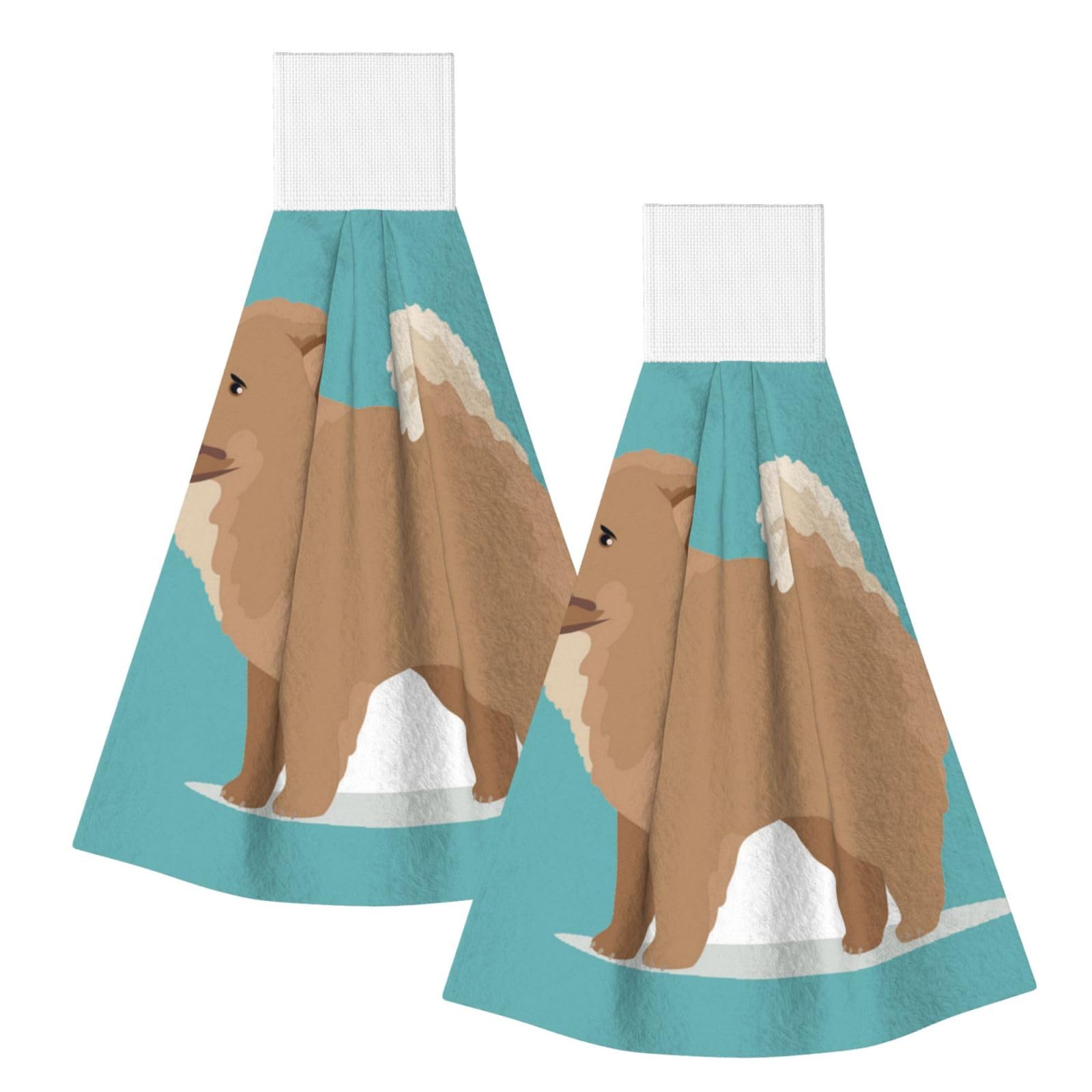 DOPKLNA Chow Chow Dog, 2 Pcs Hanging Coral Fiber Hand Towels for Bathroom, Absorbent Kitchen Towels