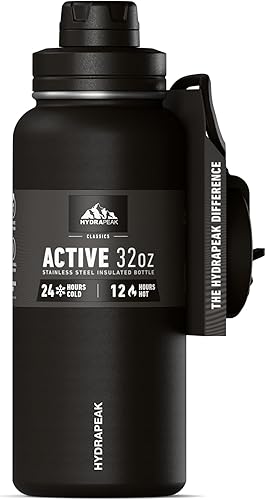 Miniatura 11 de Hydrapeak Botella de agua deportiva aislada de 32 onzas con pajita y tapa para beber, a prueba de fugas y derrames, mantiene las bebidas frías Gris