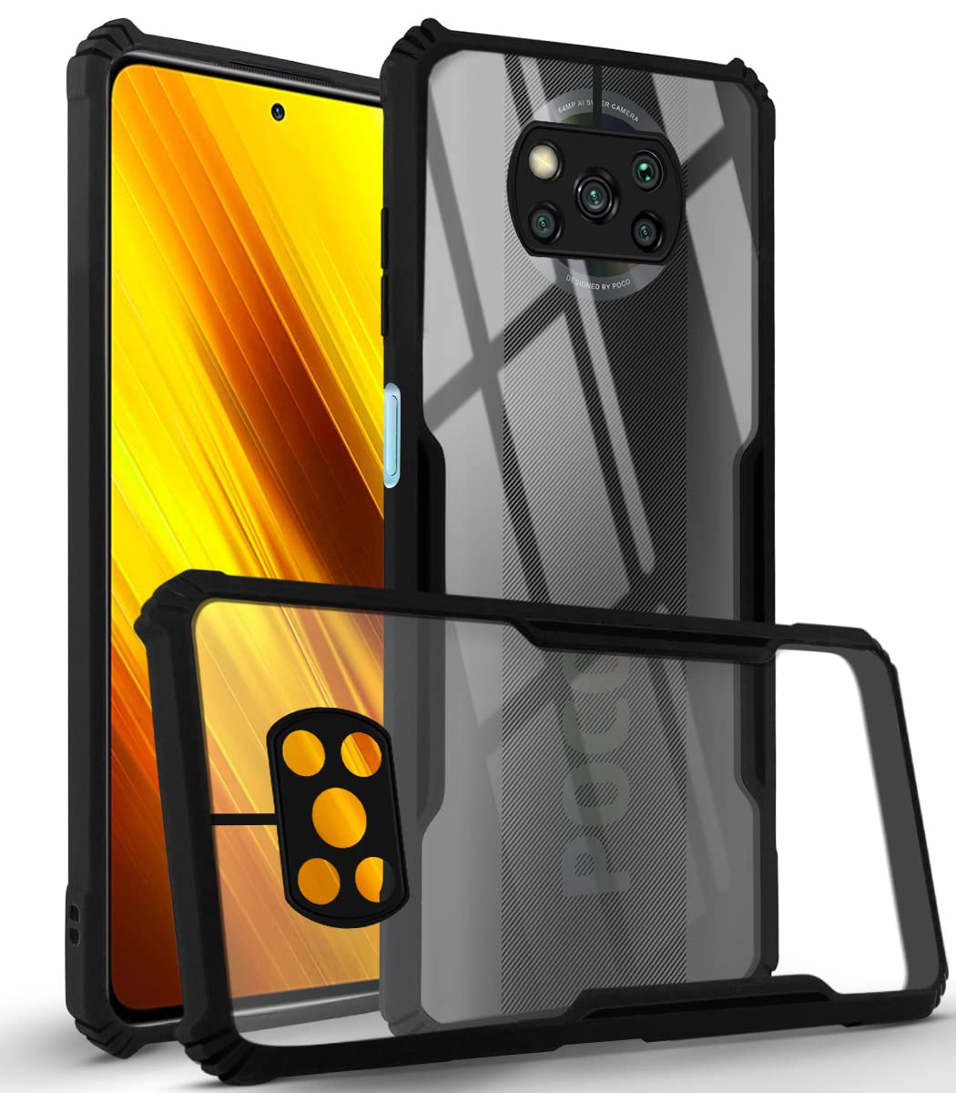 Jkobi Back Cover Case for Poco X3 | Poco X3 Pro (Crystal Glass Back | Camera Protection | Shockproof Bumpers | Professional Black) (B0B9K2NZK4) Amazon Price History, Amazon Price Tracker