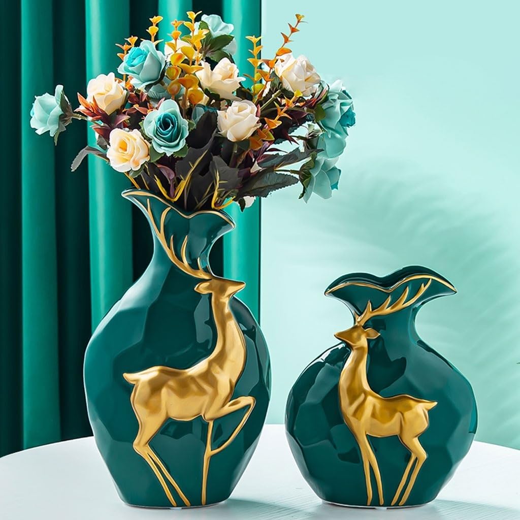 Accueil Vases Vase en céramique cerf doré Moderne, décoration de Maison Simple, Salon, Meuble TV, Armoire à vin, Table, Arrangement Floral Décor intérieur