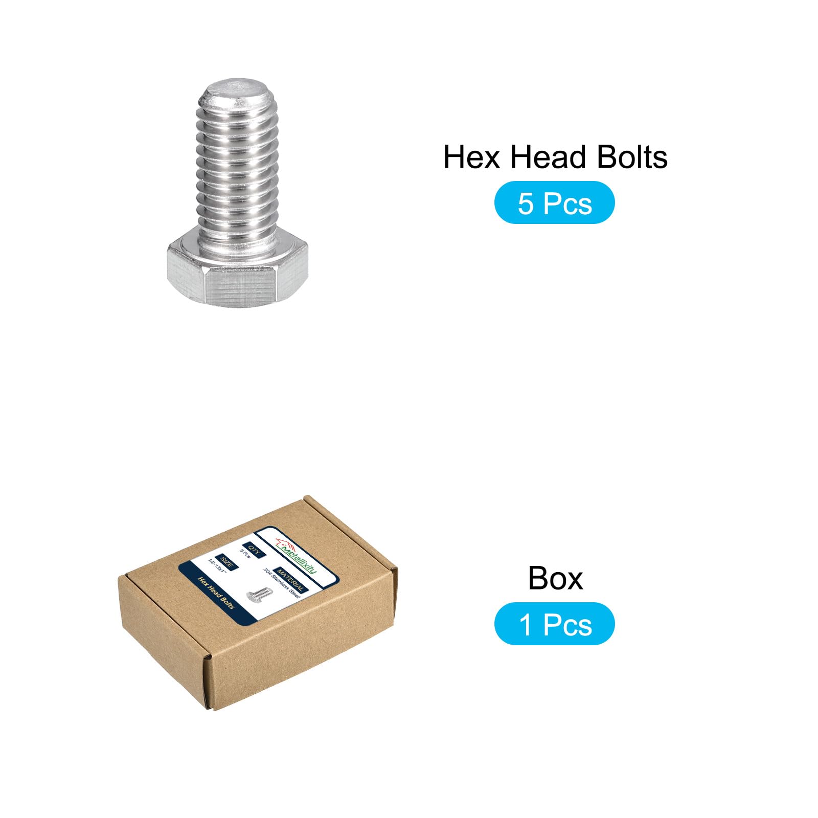 1/2-13 Stainless Steel Hex Bolts - 18-8 (304 Grade) In Various Sizes & Quantities 4 thumbnail image