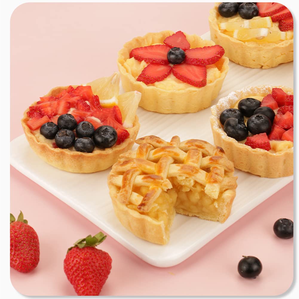 CANDeal Ensemble de 10 moules à tarte, 8 moules à quiche avec tasseur à tarte 2PCS, base amovible, ensemble de moules à tarte aux ?ufs antiadhésifs, mini moules à tarte ronds