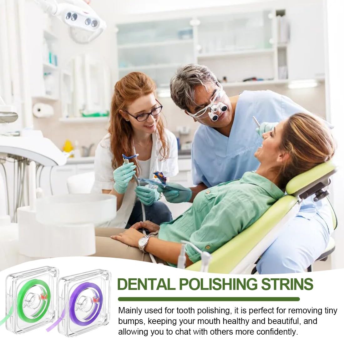 Caja De Tiras De Pulido Dental 6 Metros Pulidor De Dientes De Doble Cara Papel De Lija Dental 30μ