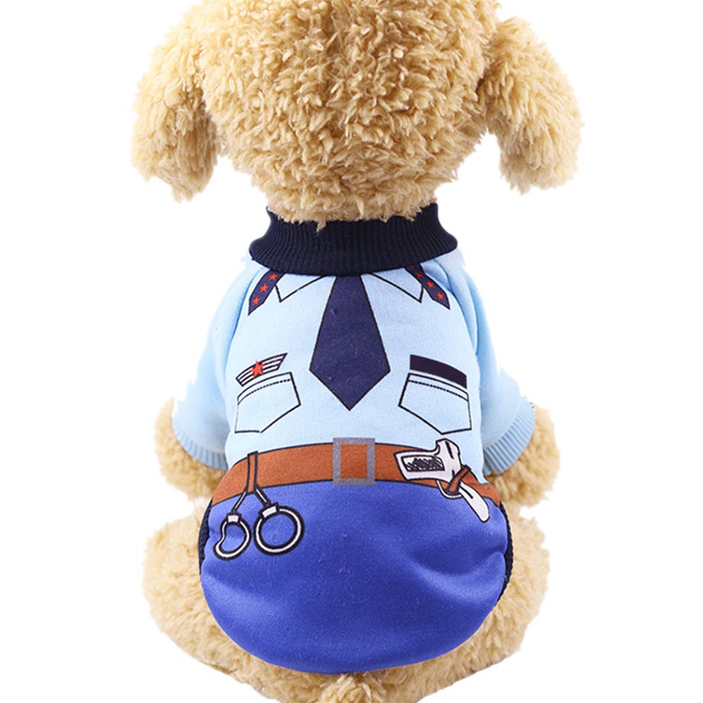 FANSU Pet Halloween Costume Dog Cat, Pumpkin Costume Puppy Cosplay Clothes Design Creative Funny Warm Outfits Pullover Animal Costumes Apparel (2XL,policemen)