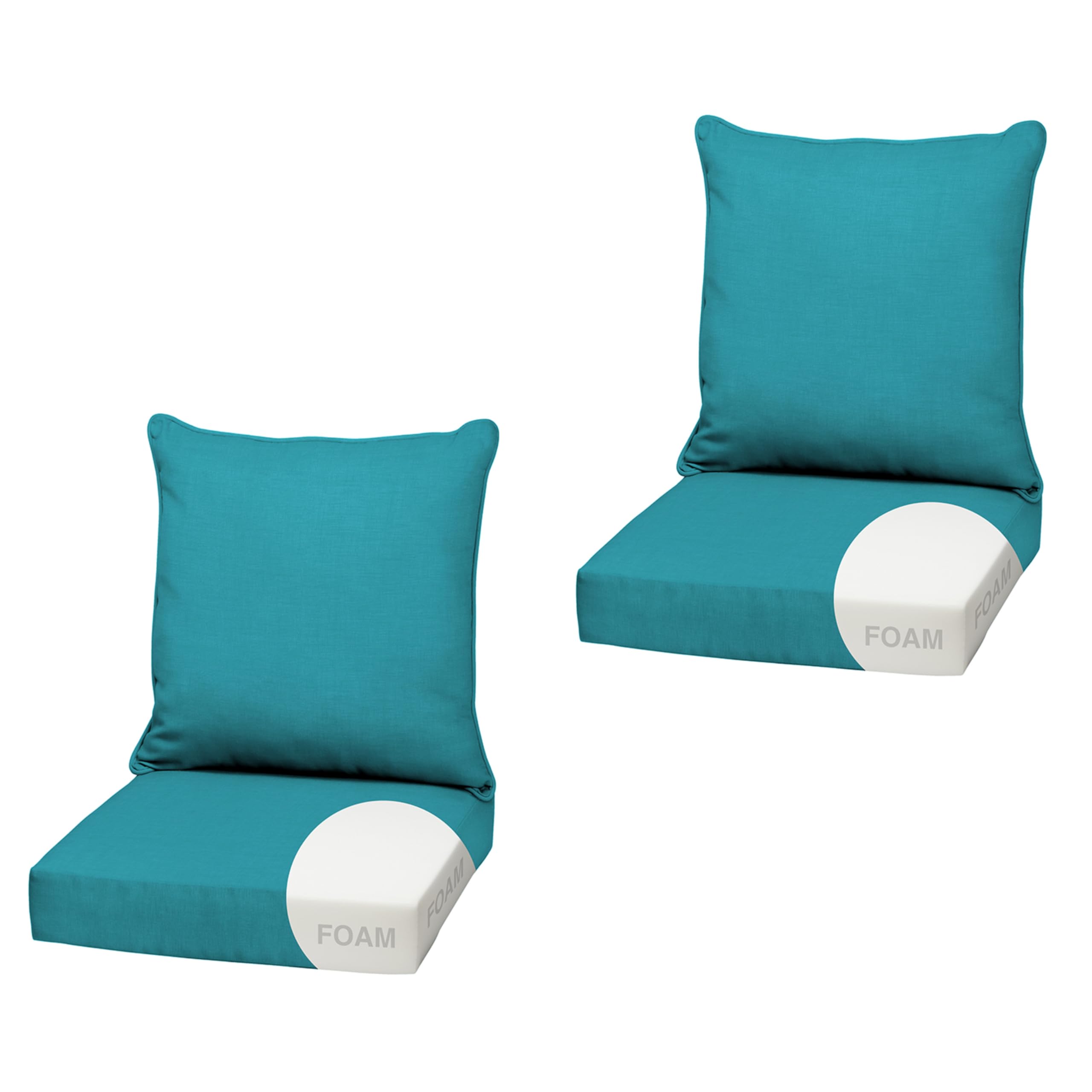 Arden Outdoor Deep Seat Cushion Set, Foam, 2-Pack, 22x24, Lake Blue