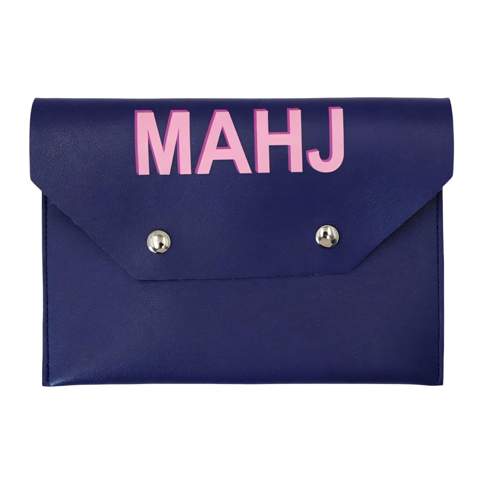 Zeiwohndc Blue Envelope Card Holder For Mahjong, Travel Papers And Cards With Pu Leather Flap For Daily Carry Mahjong Pouch Card Holder Pouch Organizer Travel Paper Document Flat Pu Leather