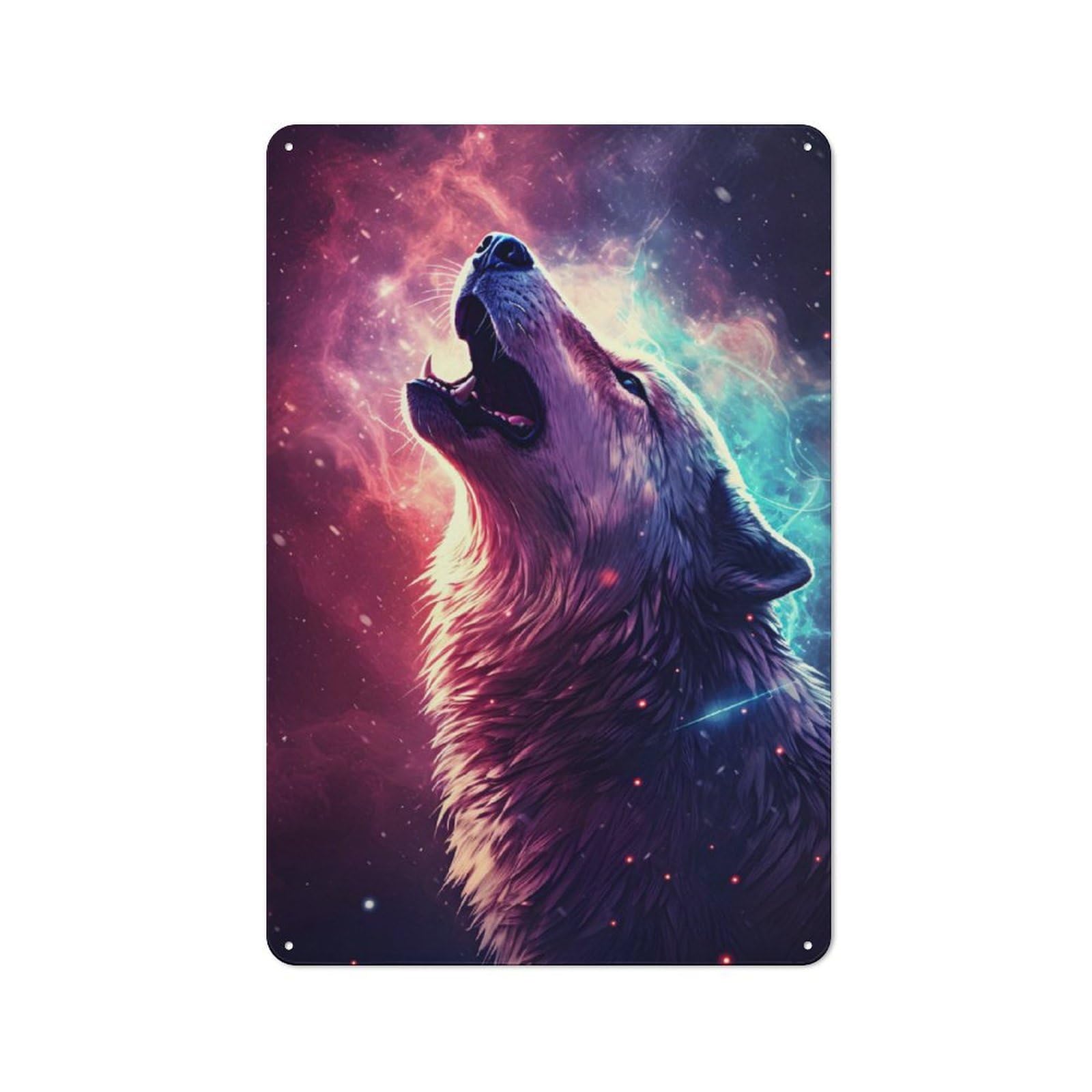 Junmoney Howling Wolf Galaxy Retro Tin Sign 30X20cm For Pub Or Café, For Collectors Building A Themed Wall Display