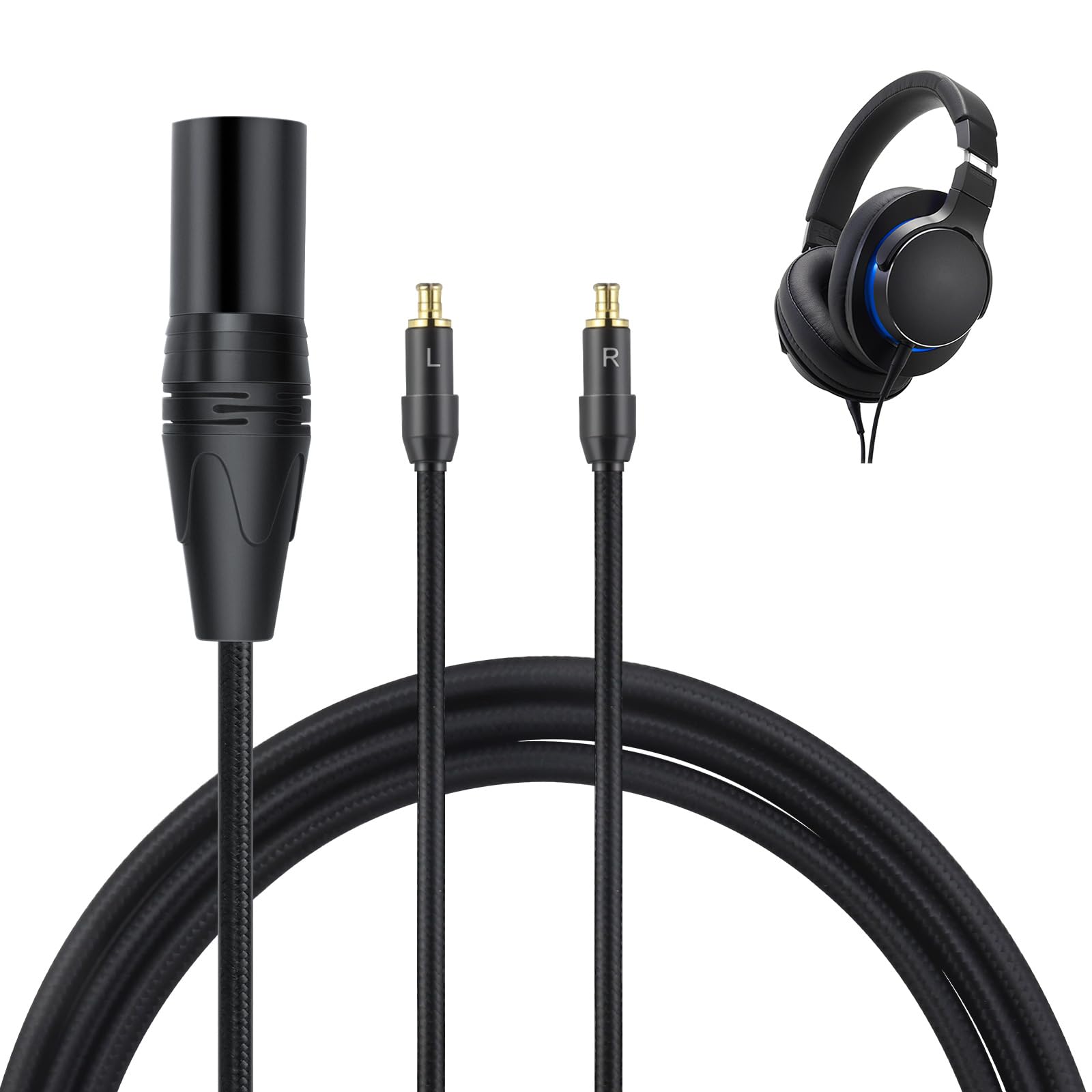 okcsc SR9 Cavo di prolunga audio intrecciato a 4 pin, cavo di prolunga Hi-Fi, 3,5 mm femmina a maschio, in nylon, compatibile con ATH-MSR7b, ATH-SR9