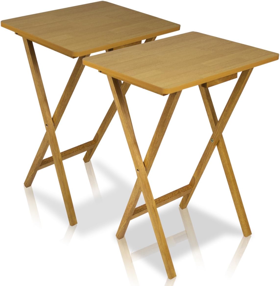 Furinno 2-Piece Easi TV Tray Folding Table Set, Beech